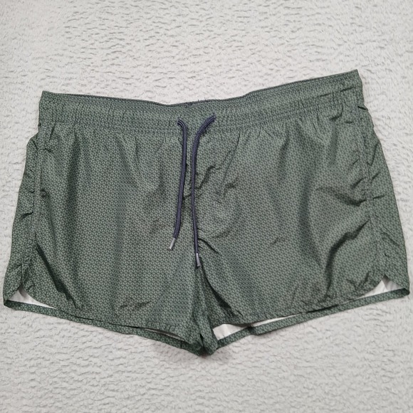 H&M Swim Trunks Mens Large Green Mesh Lined Drawstring Quick Dry Shorts Beach - Picture 1 of 5